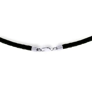 10.8 Carat 14K Solid White Gold Leather Necklace Pearl Sapphire