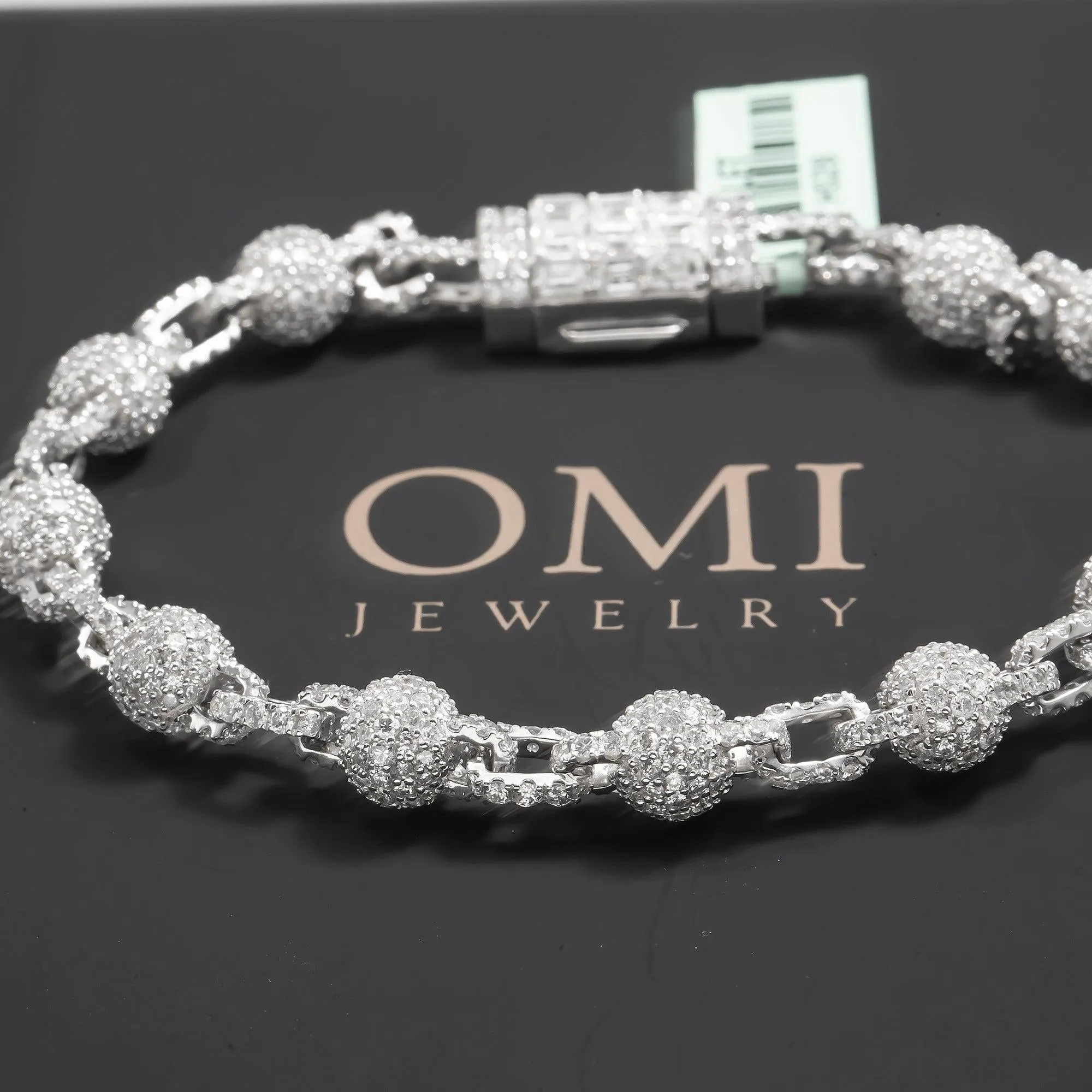 10K GOLD ROUND DIAMONDS BALL CHAIN LINK BRACELET 14.25 CT