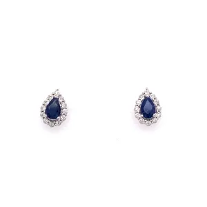 10k White gold Sapphire and diamond halo earrings