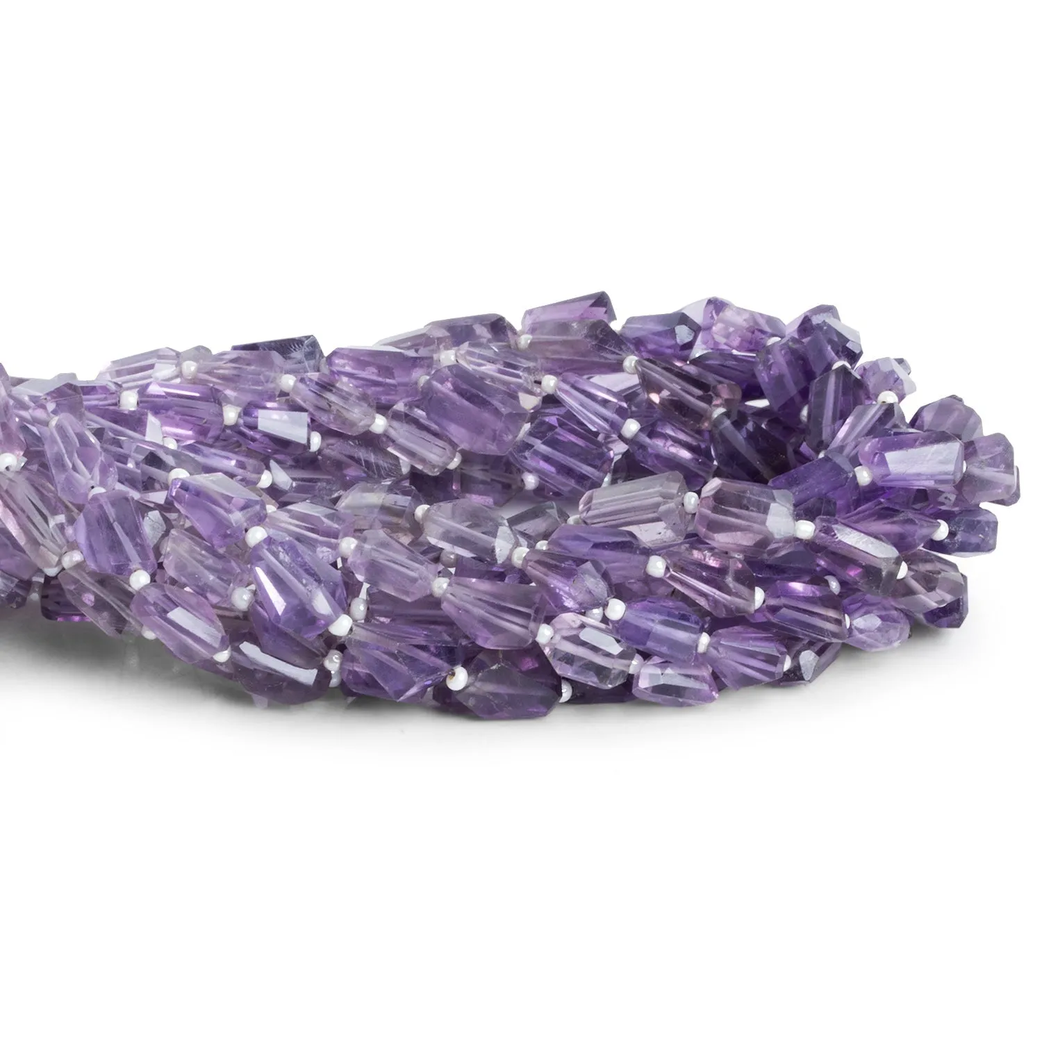 10x6mm Pink Amethyst Faceted Nuggets 12 inch 30 beads