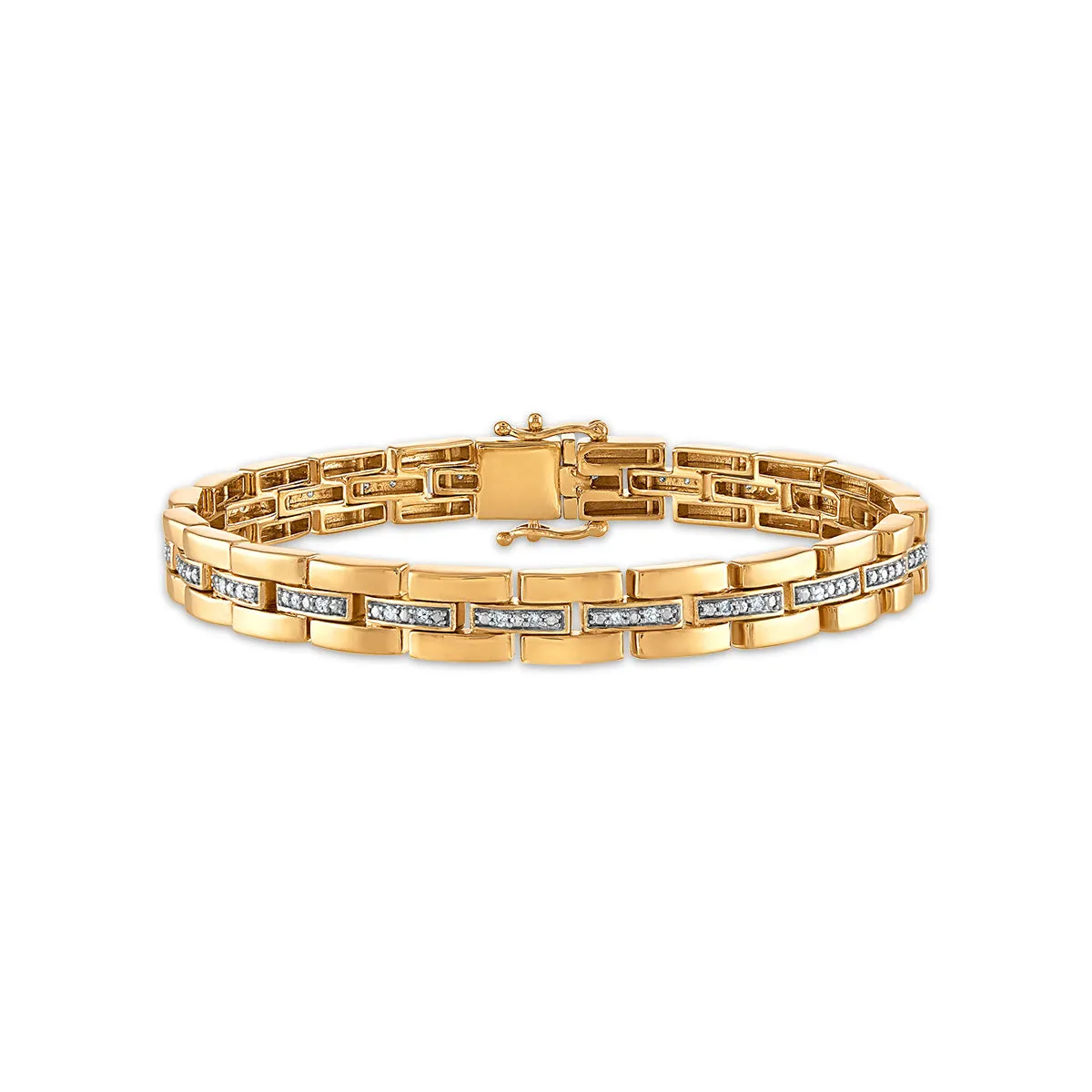 1/4 CTW Diamond 7.25-inch Bracelet in Yellow Gold Plated Sterling Silver