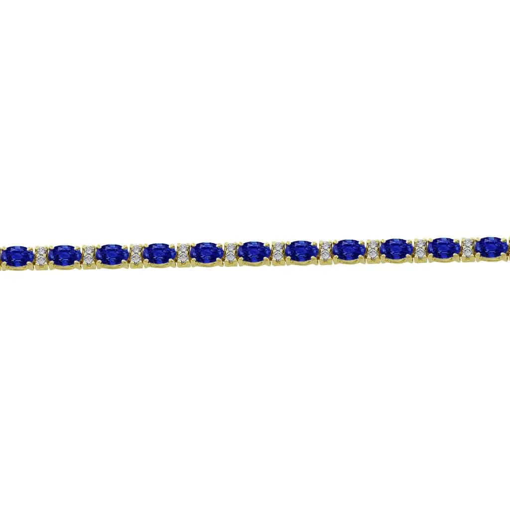 14 Karat Yellow Gold Sapphire And Diamond Bracelet - Estate