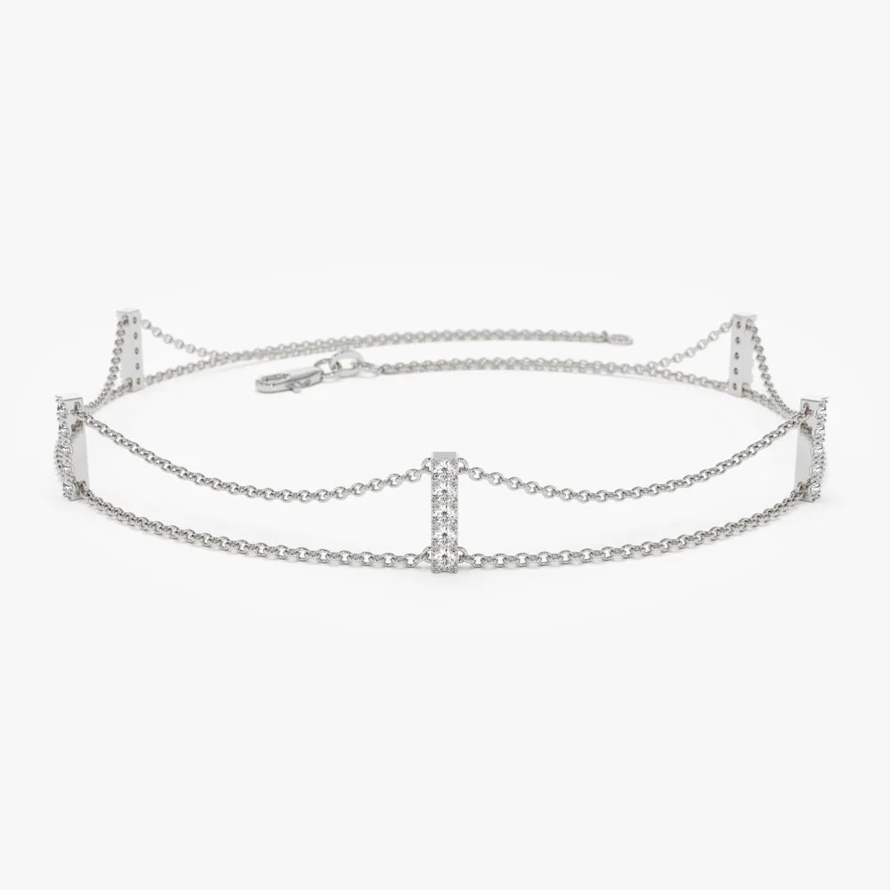 14k 5 Station Diamond Bar Bracelet