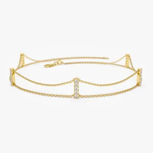 14k 5 Station Diamond Bar Bracelet