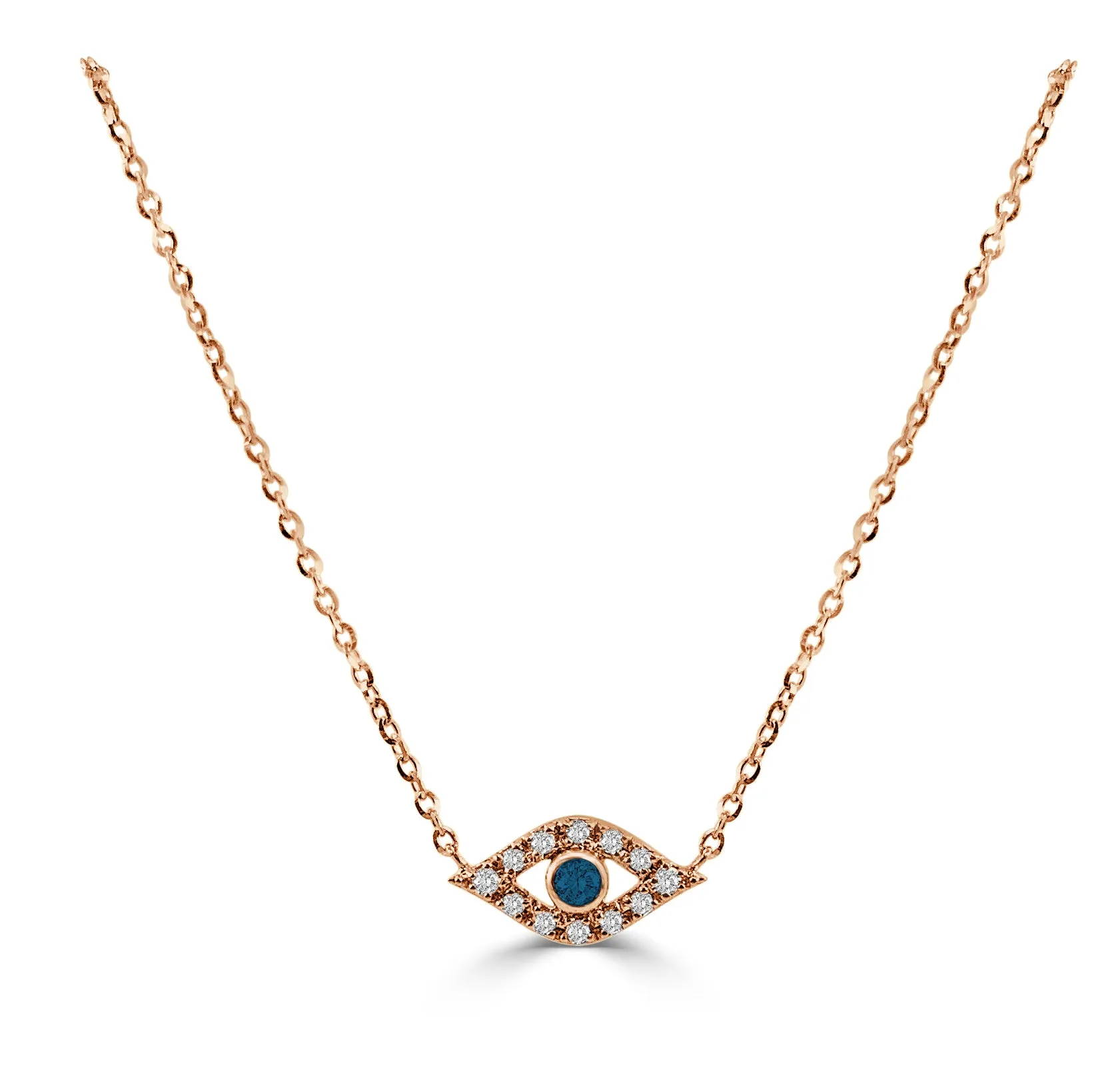 14k Gold & Diamond Evil Eye Necklace - 0.06ct