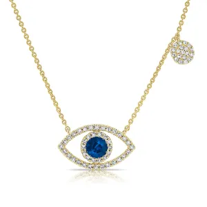 14k Gold & Diamond Evil Eye Necklace - 0.18ct