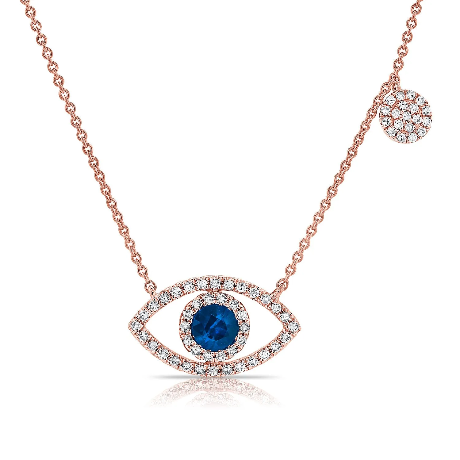 14k Gold & Diamond Evil Eye Necklace - 0.18ct