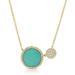 14k Gold & Turquoise Circle Necklace