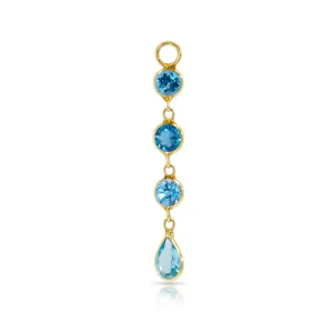 14K Gold Blue Topaz Raindrop Earring Charm