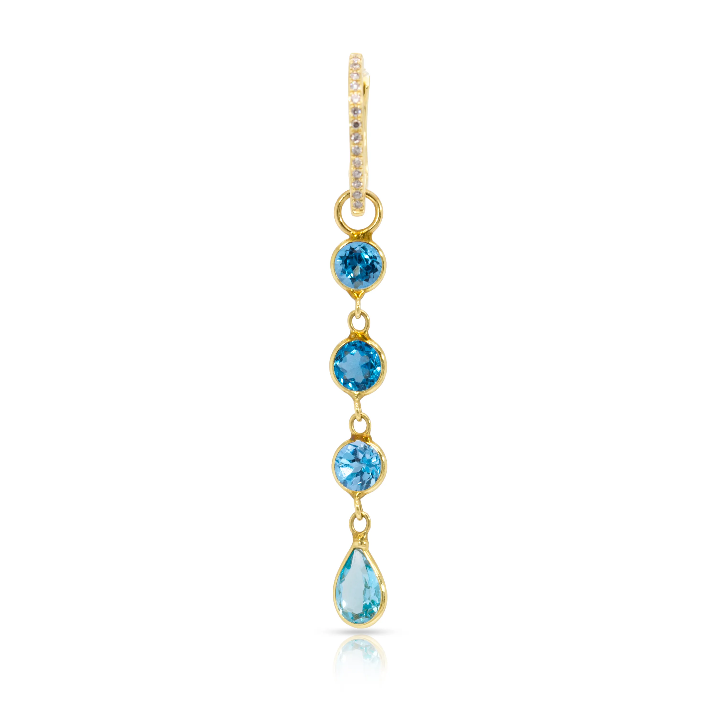 14K Gold Blue Topaz Raindrop Earring Charm