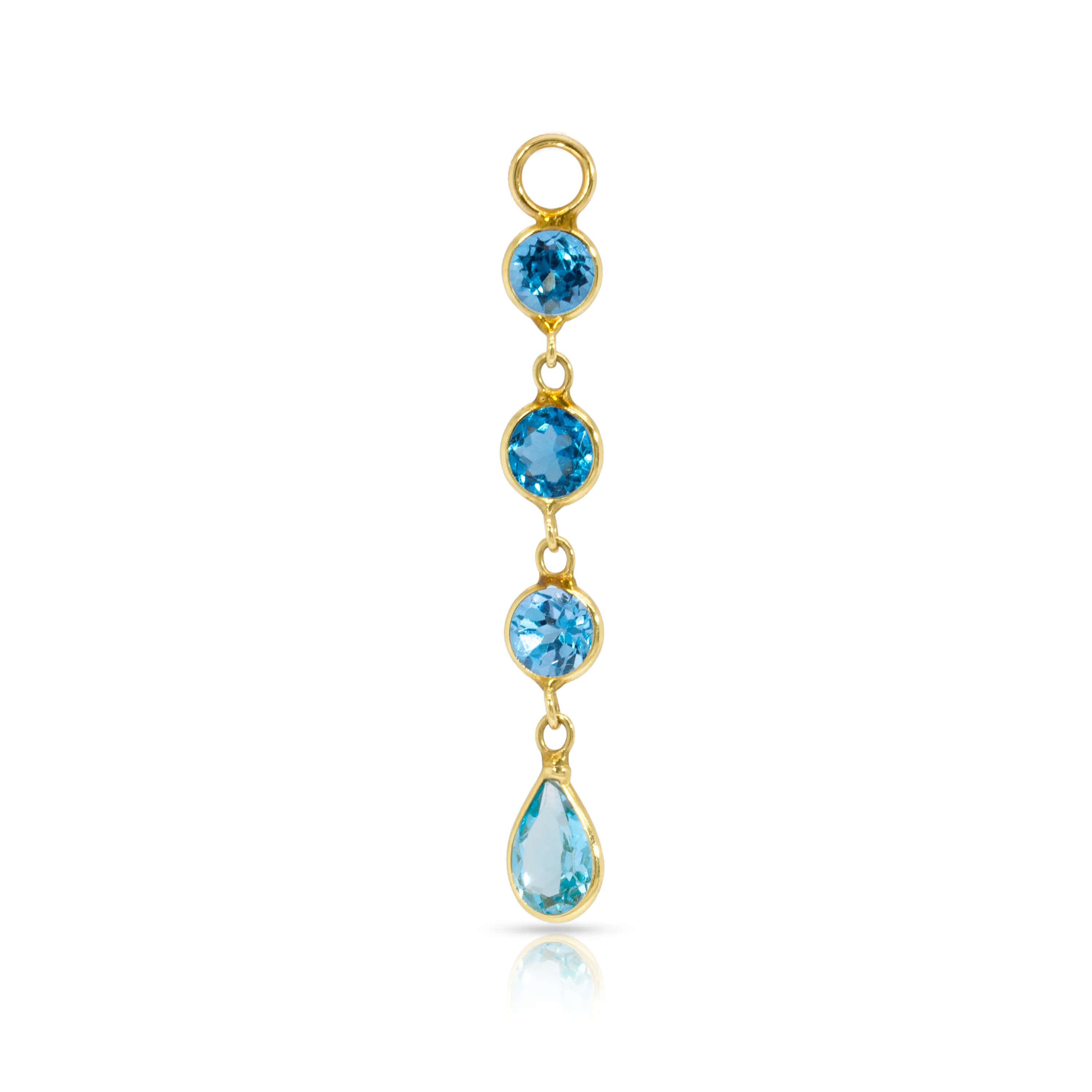 14K Gold Blue Topaz Raindrop Earring Charm