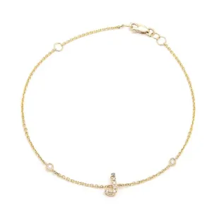 14K Gold Initial "J" Bracelet With Diamonds