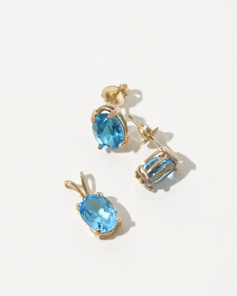 14k Gold x Blue Topaz Earrings