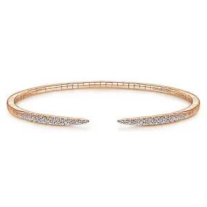 14K Rose Gold Split Diamond Spike Bangle