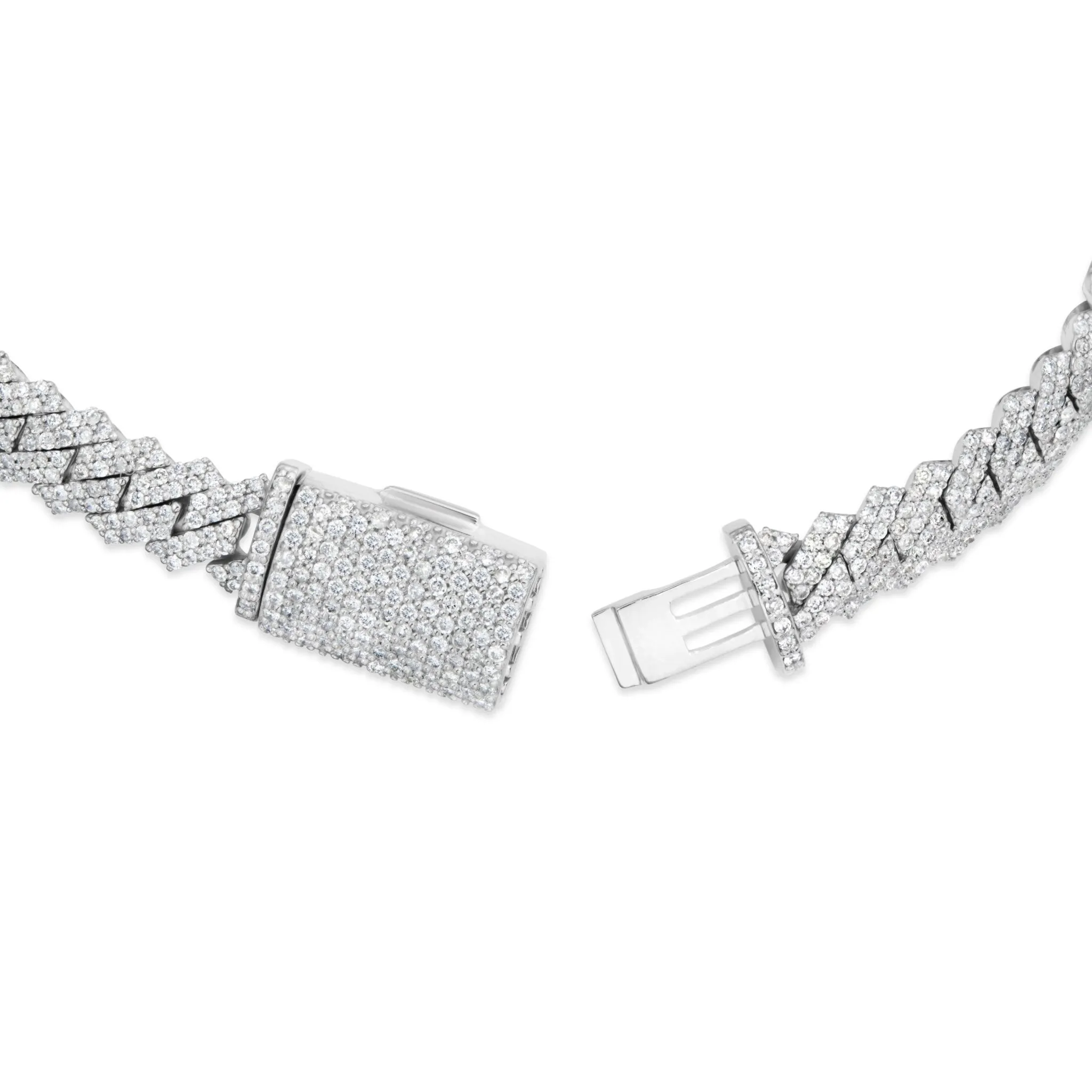 14K White Gold 5.79ct 8mm Mini Diamond Cuban Bracelet