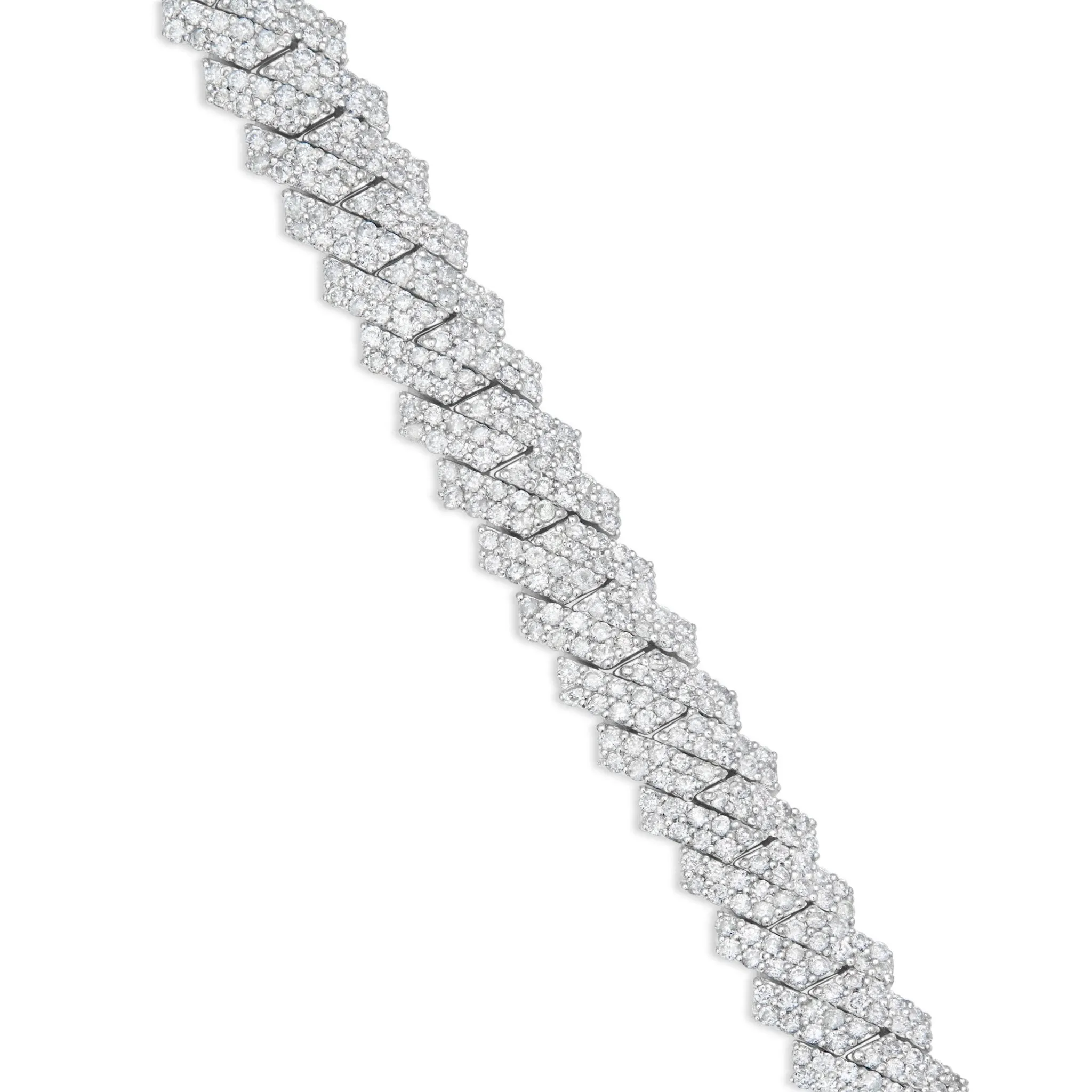 14K White Gold 5.79ct 8mm Mini Diamond Cuban Bracelet