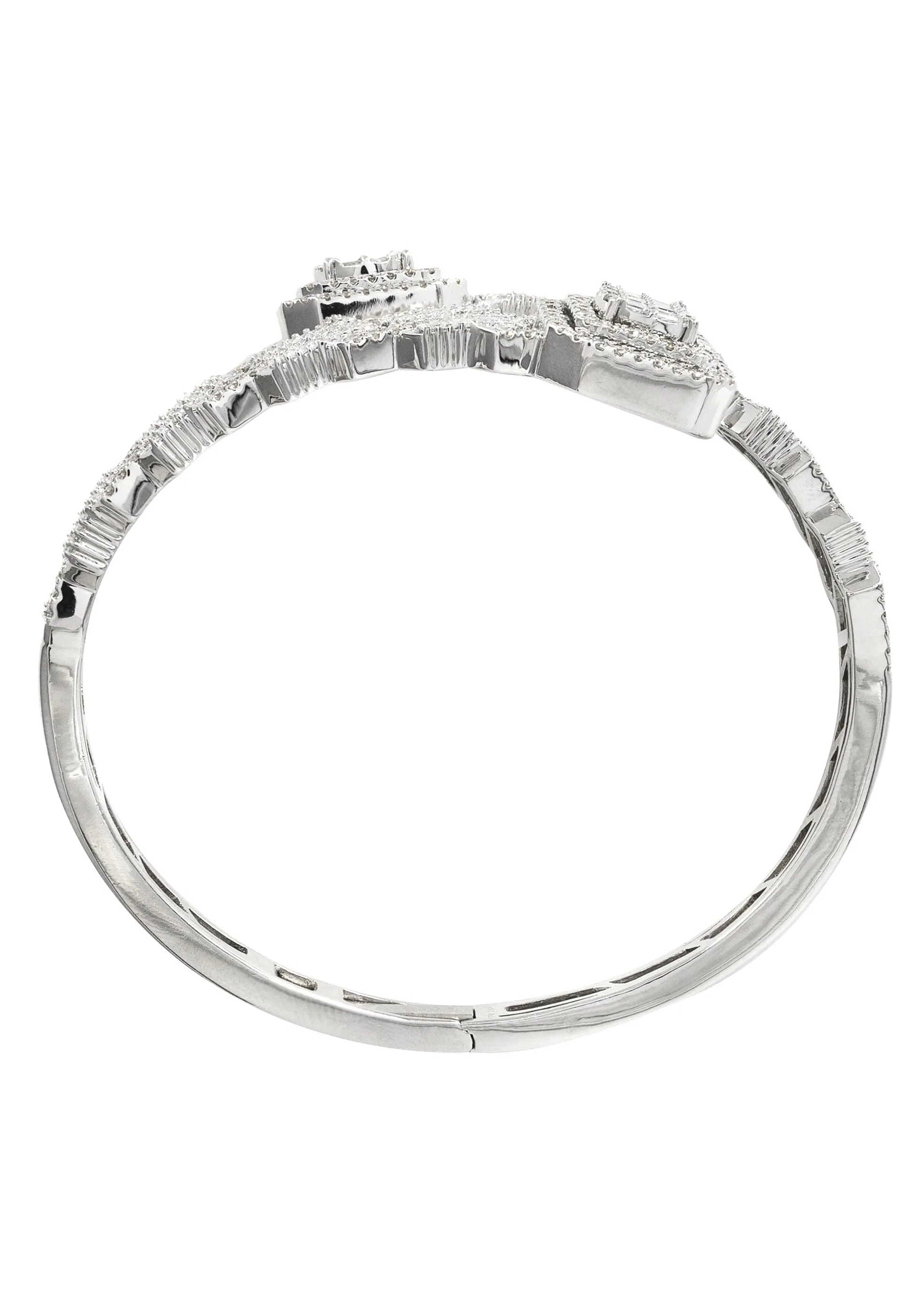 14K White Gold Baguette Diamond Bangle | 36.35 Grams | 4.8 Carats