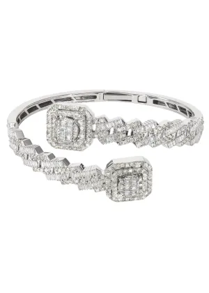 14K White Gold Baguette Diamond Bangle | 36.35 Grams | 4.8 Carats