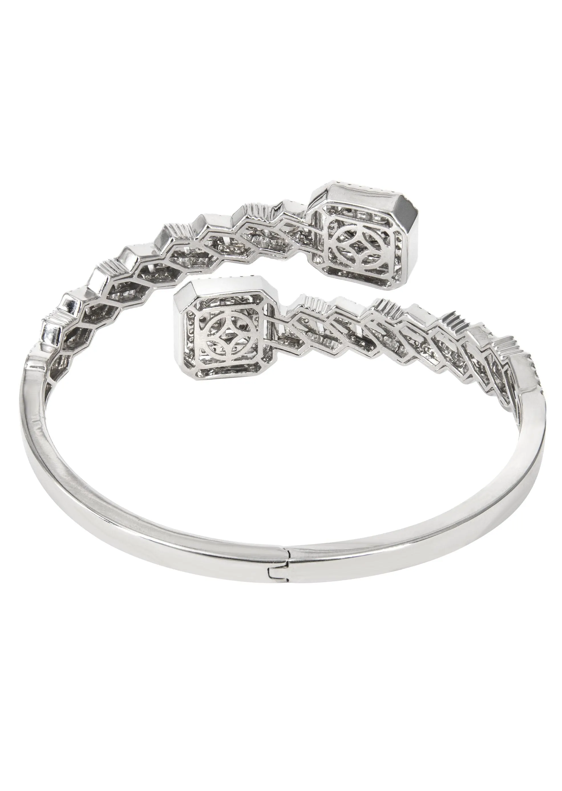 14K White Gold Baguette Diamond Bangle | 36.35 Grams | 4.8 Carats