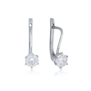 14K White Gold Small White CZ Dangle Earrings