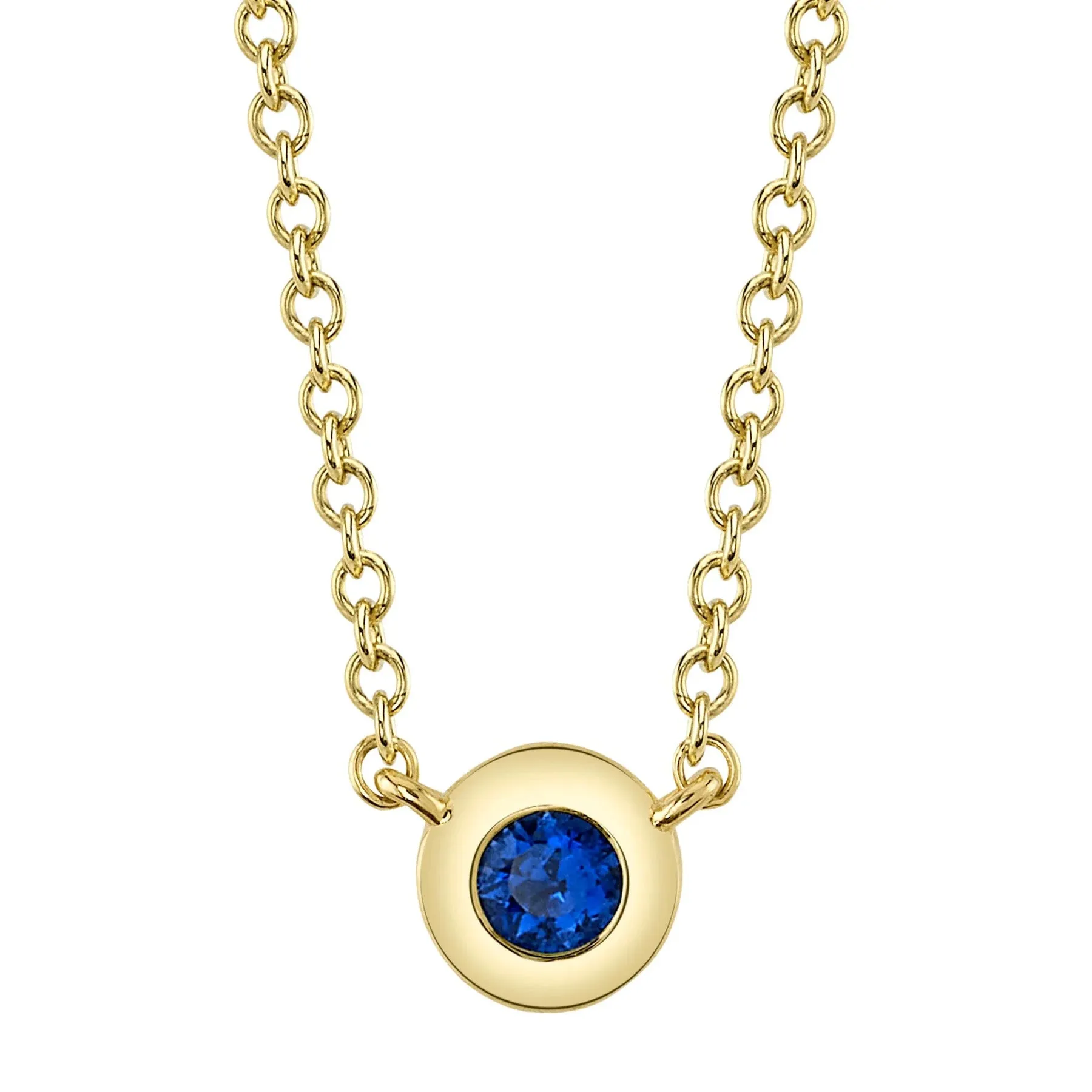 14K YELLOW GOLD AND BLUE SAPPHIRE BEZEL NECKLACE