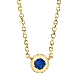 14K YELLOW GOLD AND BLUE SAPPHIRE BEZEL NECKLACE