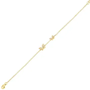 14K Yellow Gold Double Diamond Butterfly Bracelet