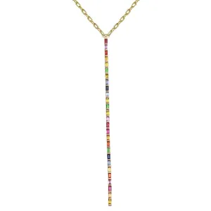 14K Yellow Gold Multi-Sapphire Rainbow Lariat Necklace