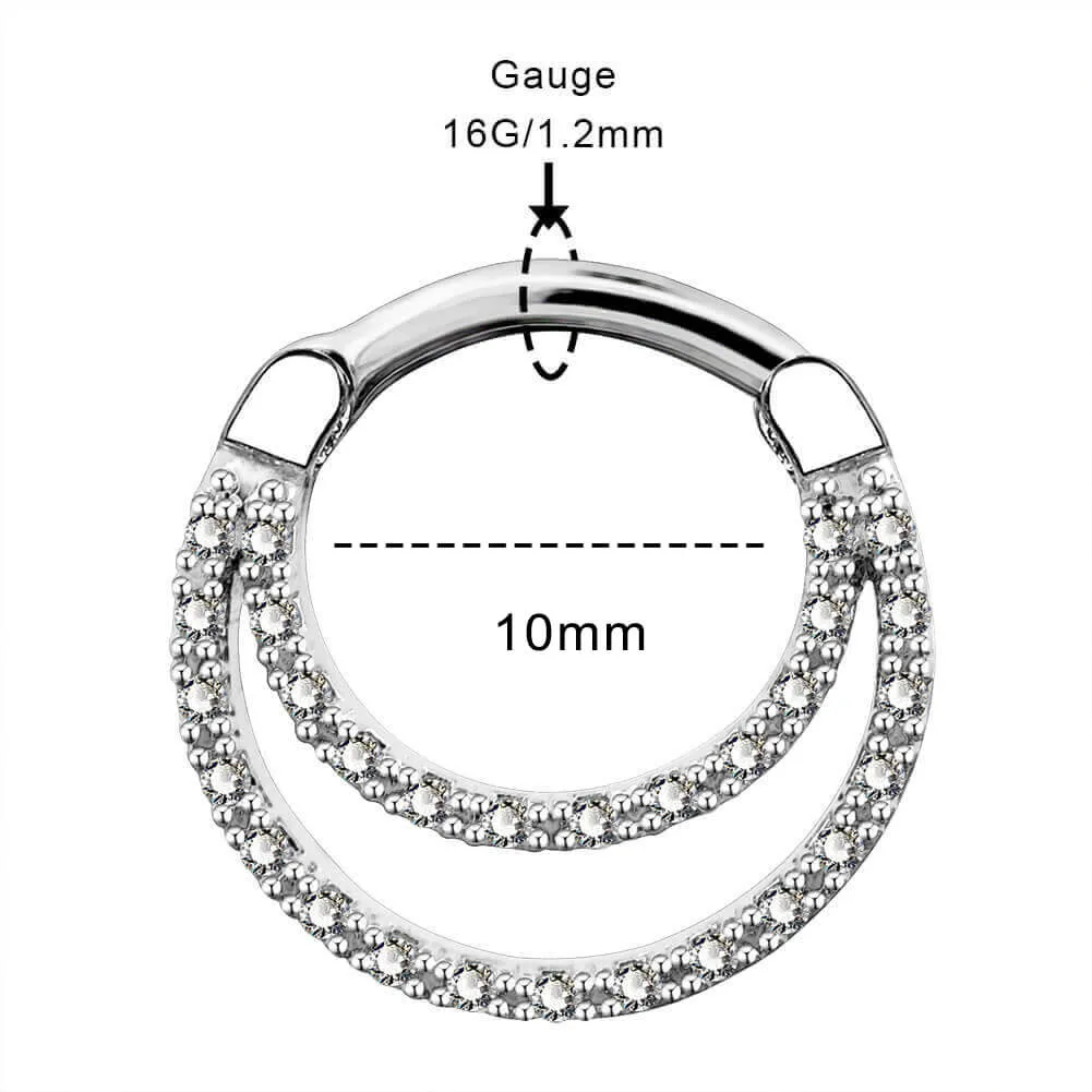 16G CZ Double Hoop Daith Earrings Septum Ring