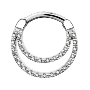 16G CZ Double Hoop Daith Earrings Septum Ring