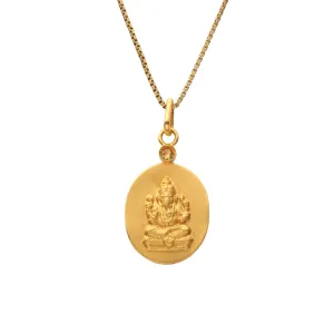 18 Kt Gold Ganesha Pendant with Yellow Sapphire Mount