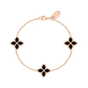 18ct Rose Gold Whitby Jet Eden Marquise Flower Bracelet