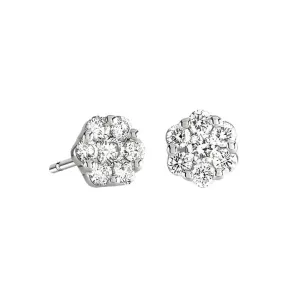 18ct white gold 7 diamond cluster stud earrings 0.20ct