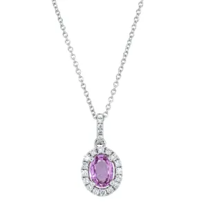 18ct White Gold .85ct Pink Sapphire & Diamond Pendant