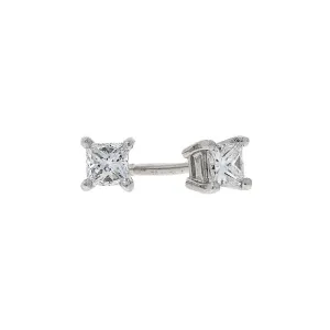 18ct white gold princess cut diamond stud earrings