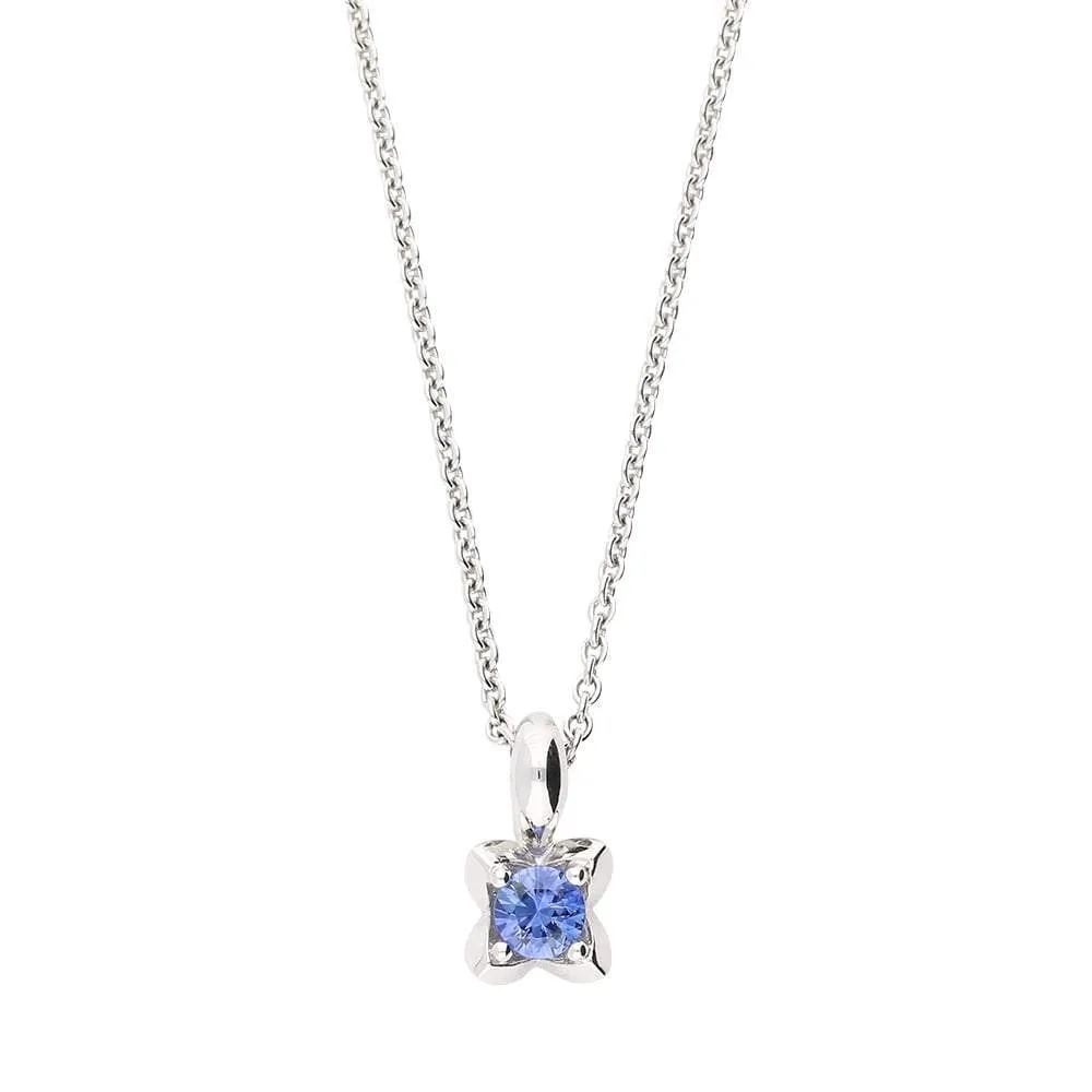 18ct white gold sapphire 0.40ct flower necklace