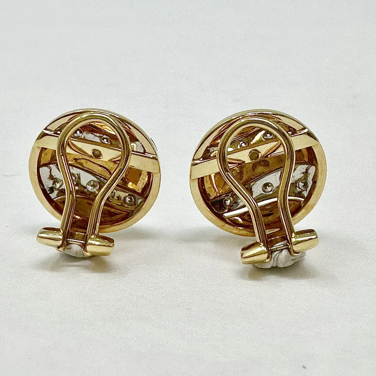 18K Gold and Platinum Earclips with 18 Diamonds