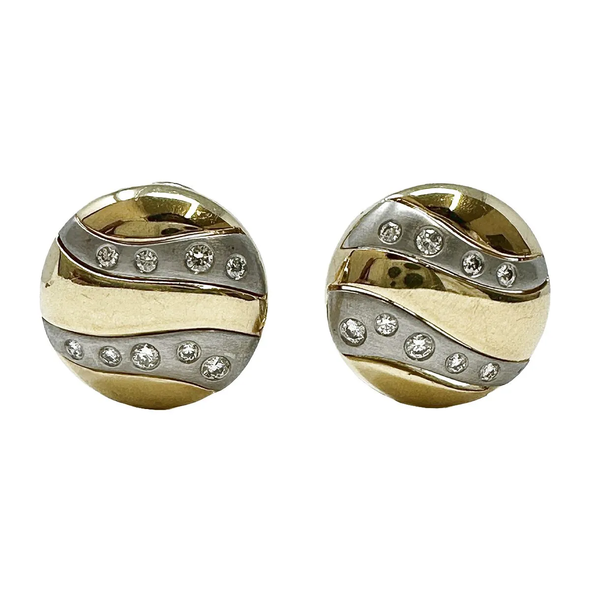 18K Gold and Platinum Earclips with 18 Diamonds