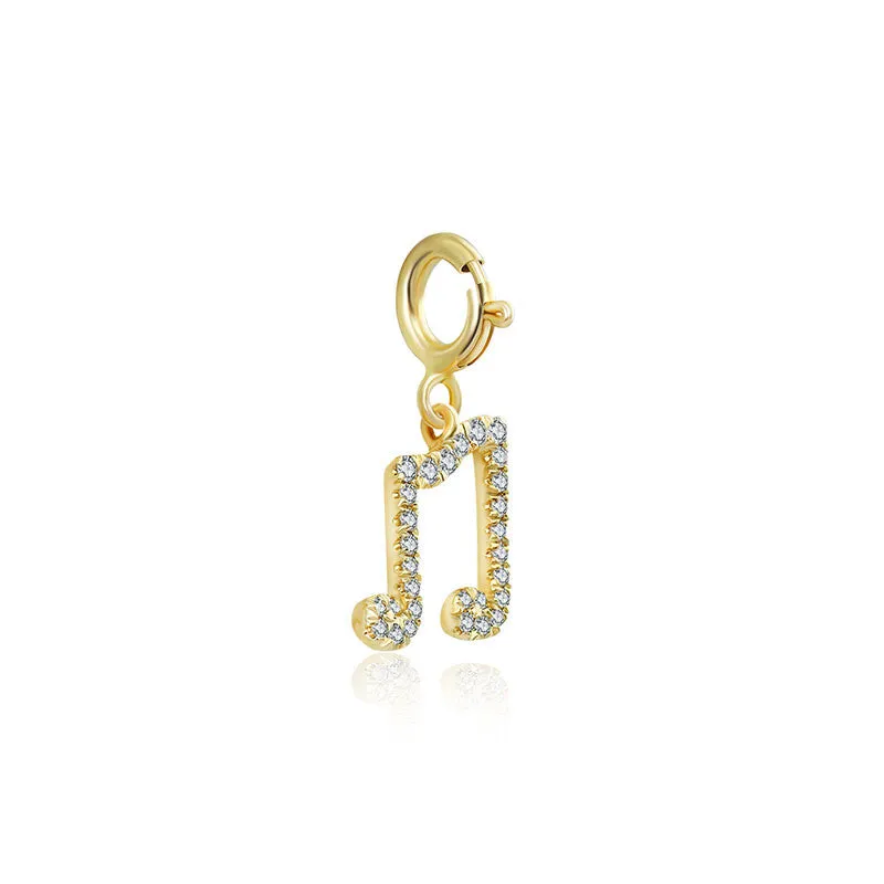 18k Gold Double Eighth Note Sign Diamond Charms