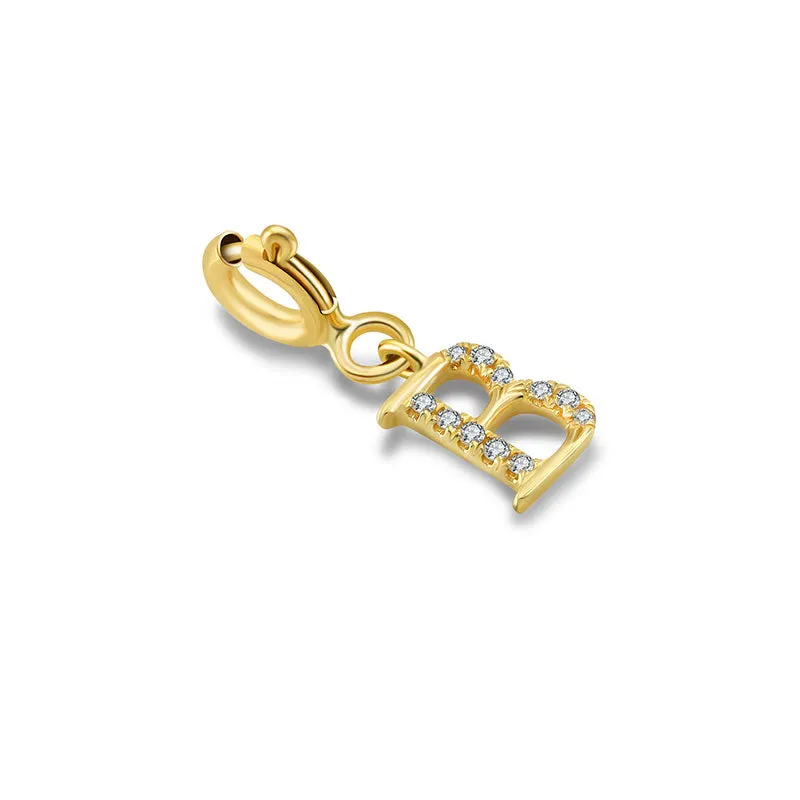 18k Gold Letter "B" Diamond Charms