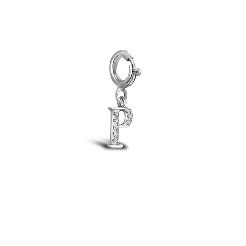 18k Gold Letter "P" Diamond Charms