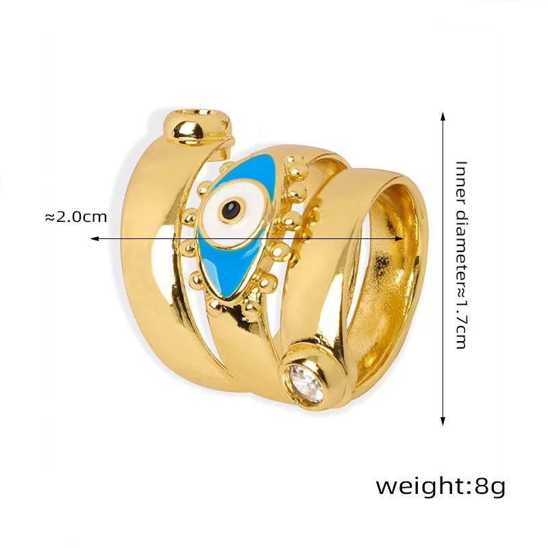 18K gold trendy and fashionable devil's eye inlaid zircon design versatile ring