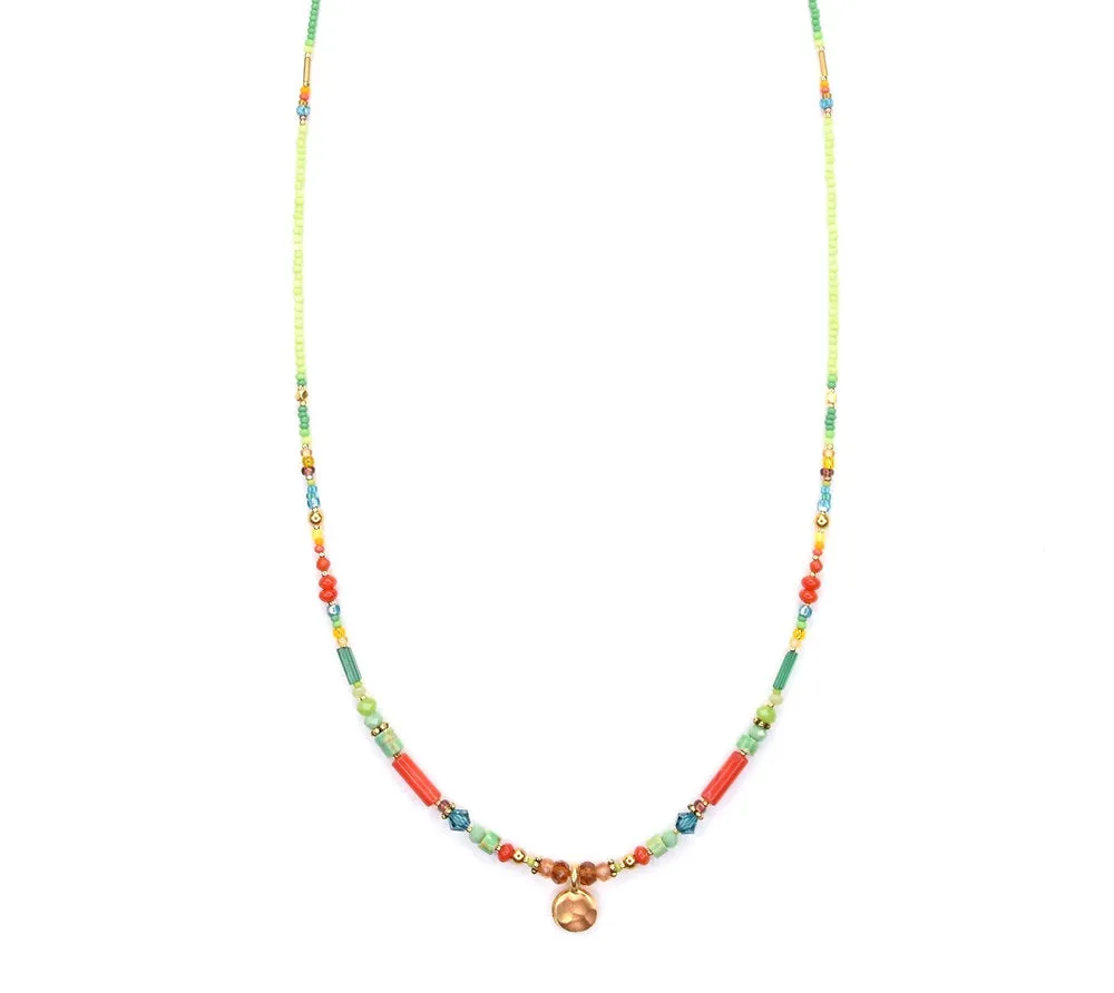 18k Gold Vermeil Necklace with Turquoise, Coral, Apatite, and Citrine