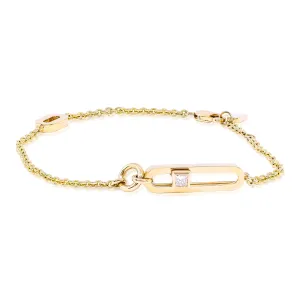 18K YELLOW GOLD CABLE AND PAPERCLIP LINK BRACELET WITH DIAMOND