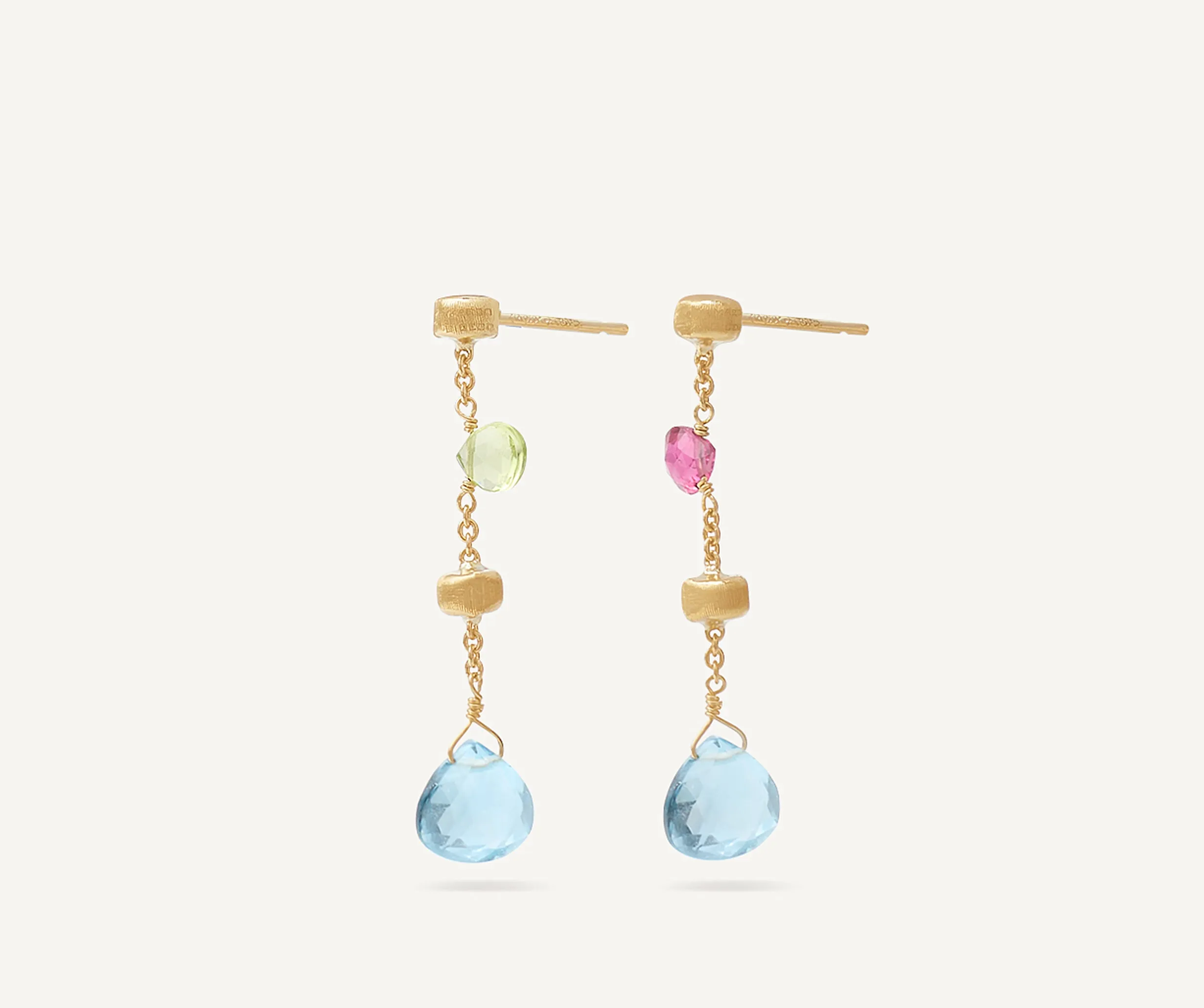 18K Yellow Gold Gemstone Earrings