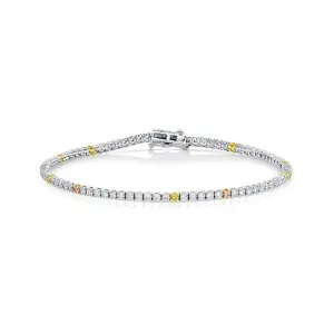 18ket White Gold Colored Diamond Tennis Bracelet