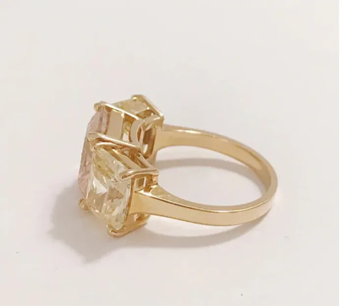 18kt Yellow Gold Mini Emerald Cut Ring with Blue Topaz and Citrine