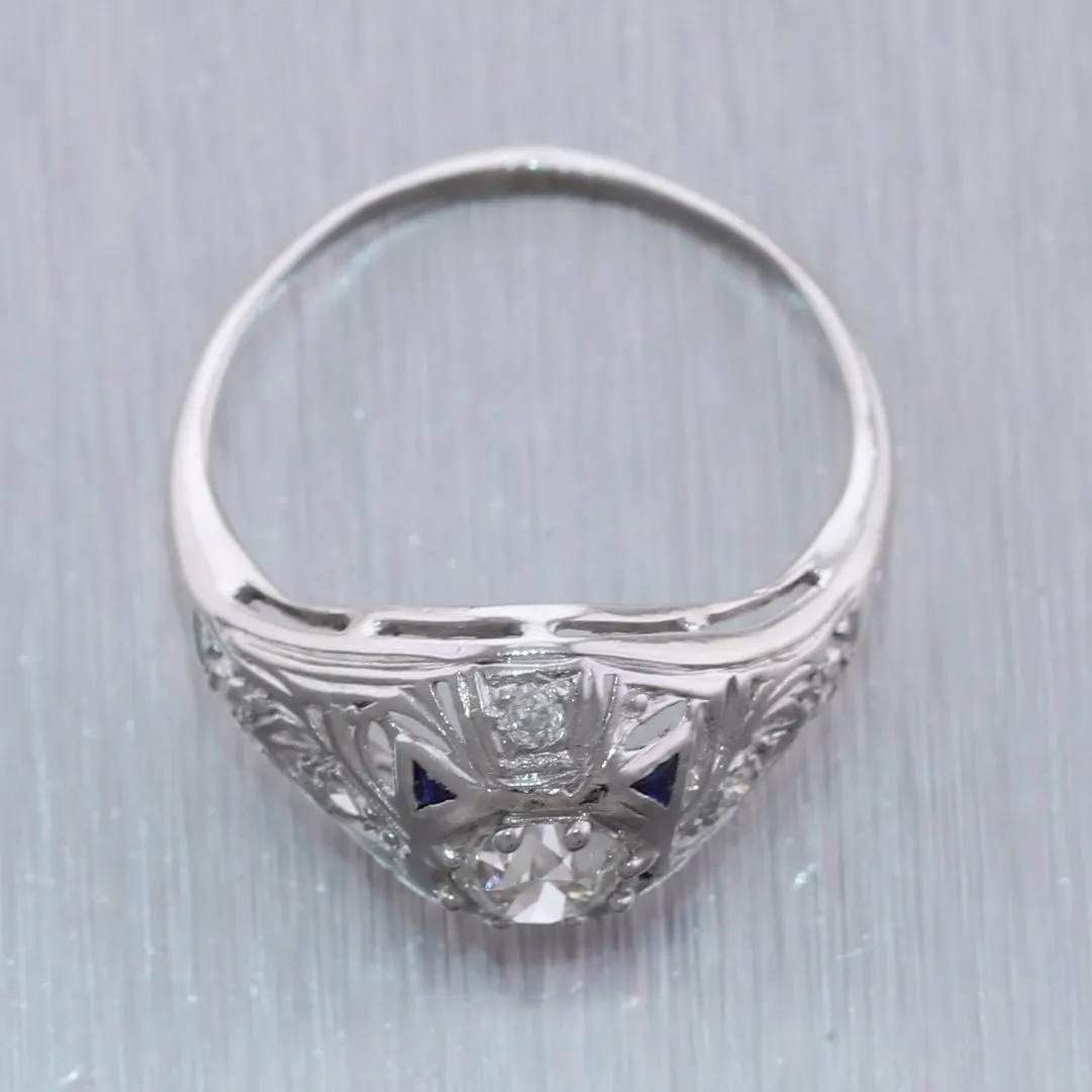 1930's Antique Art Deco Platinum 0.80ctw Diamond Ring