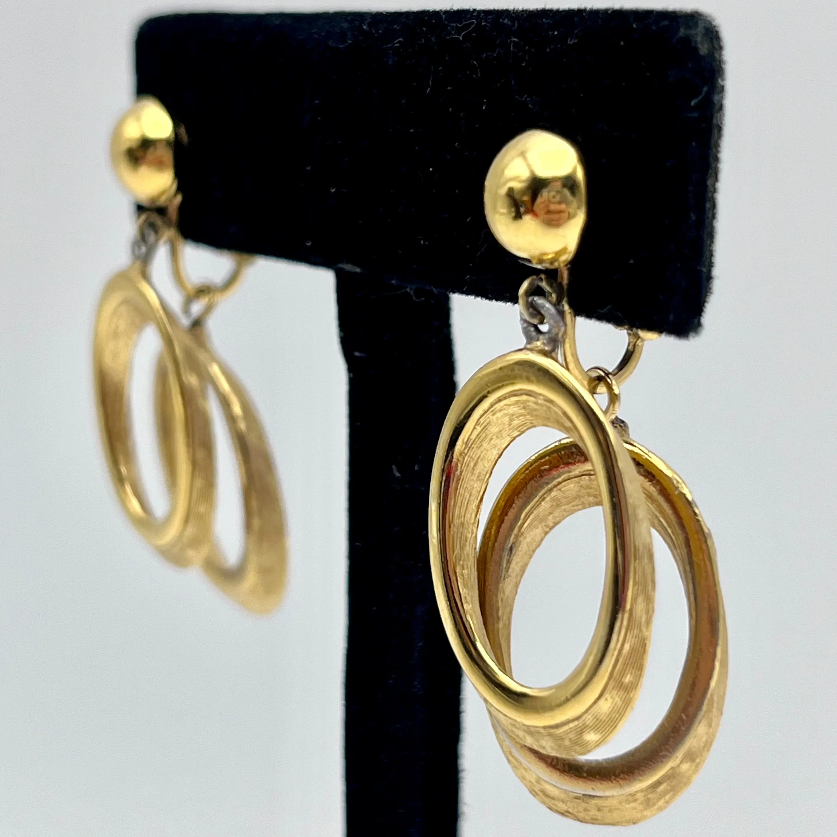 1960s Trifari Crown Gold Dangle Earrings