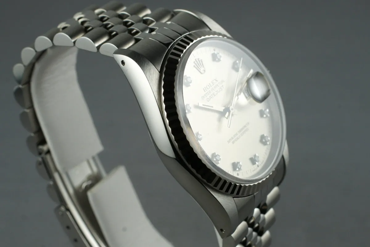 1991 Rolex DateJust 16234 Factory Diamond Dial with Box and Papers